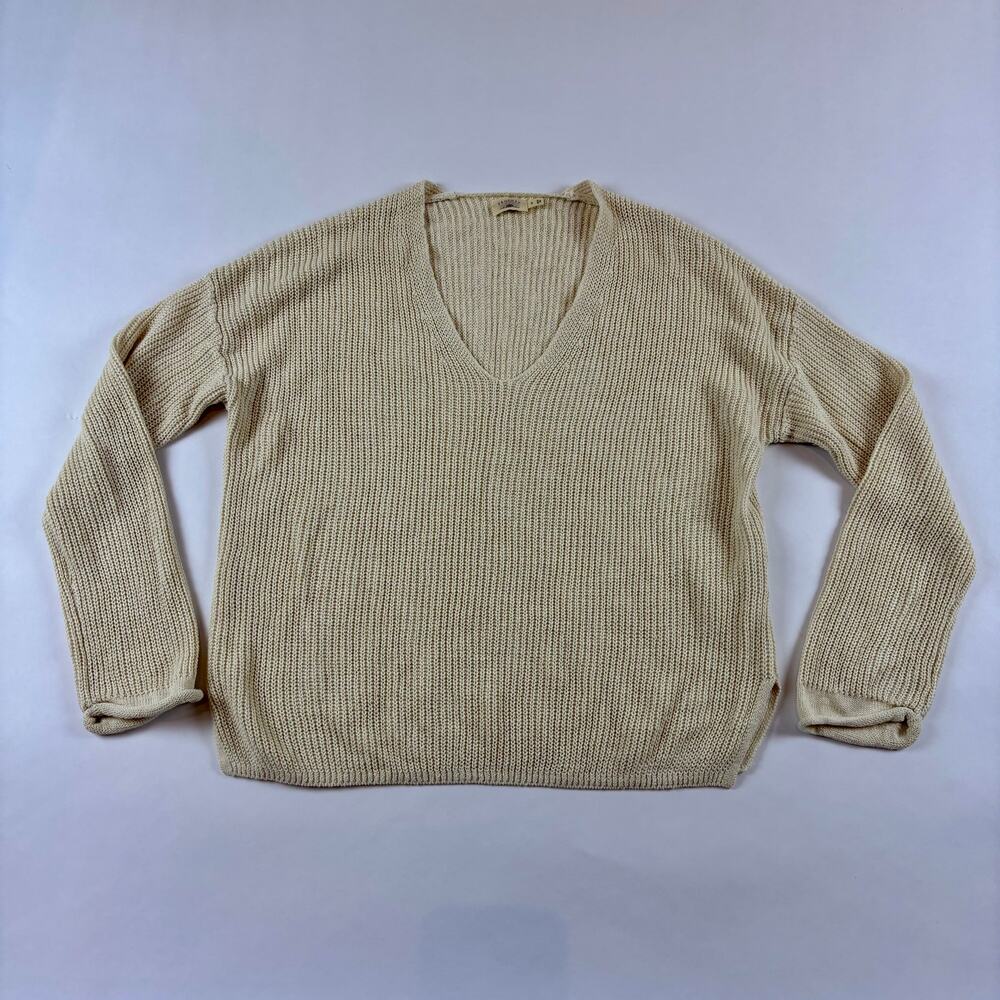 Faherty S V-Neck Sweater Miramar Linen Blend Summer Sand Surf Classic Maritime